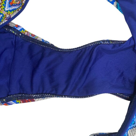 La Blanca Boho Tribal Print Halter Bikini Set High Waist Bottoms Swimsuit Size M - Picture 6 of 8